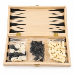 Tabla sah si table din lemn 29cm, set 2 in 1, piese incluse, joc clasic - Img 2