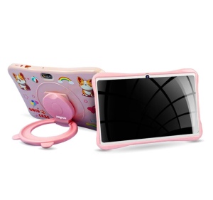 Tableta pentru copii 7 inch Android 15, 4GB RAM, 128GB, husa silicon, camera dubla, roz