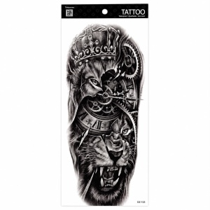 Tatuaj Semipermanent cu Vultur, Leu și Mecanism de Ceas – 45 cm