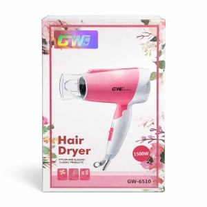 Uscator de par GW-6510, 1500W, 2 trepte viteza, duza concentrare, roz cu alb - Img 2