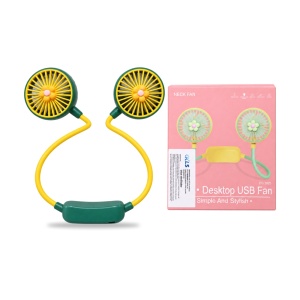 Ventilator de gât portabil cu 2 trepte de viteză, alimentare USB, galben-verde - Img 7