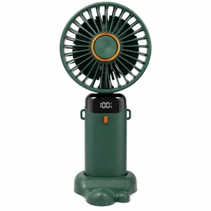Ventilator de mana verde cu ecran LED afisaj baterie 19x9,5 cm
