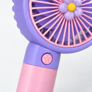 Ventilator portabil de mână cu USB, 3 trepte de viteză, model floare mov - Img 7
