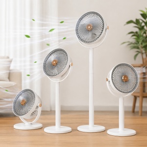 Ventilator vertical 80cm alb gri cu picior reglabil, 5 viteze, design modern - Img 3