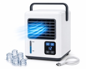 Aer conditionat portabil mini cu racire si umidificare aer, alimentare USB - Img 4