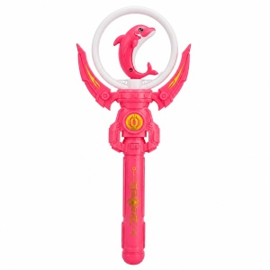 Baghetă magică cu lumini LED, delfin roz 36 cm – jucărie copii cu efecte luminoase multicolore - Img 2