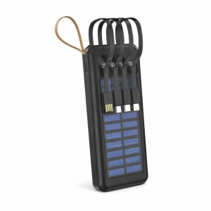 Baterie externa Hongyu HY-53 12000 mAh cu panou solar, cabluri integrate 4-în-1, încărcare rapidă 66W, display LED - Img 2