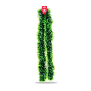 Beteală de Crăciun pentru brad, verde bicolor, plastic, lungime 200 cm, diametru 15 cm - Img 2
