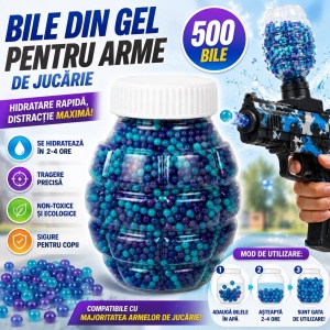 Bile de Gel pentru Arme de Jucărie, 500 Bucăți, în Recipient, Culoare Aleatorie, Rezerve Hidrogel