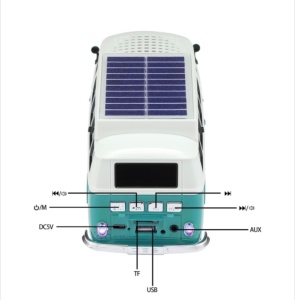 Boxă portabilă Bluetooth WSTER în formă de microbuz retro, cu încărcare solară, turcoaz - Img 6
