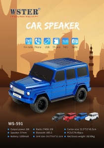 Boxa portabila wireless model masina SUV, 8W, Bluetooth, radio FM, USB, TF, albastra - Img 2