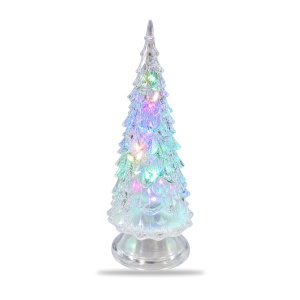 Brad decorativ luminos de Crăciun cu LED multicolor, alimentare baterii, plastic tip sticlă, 13,5 cm - Img 3