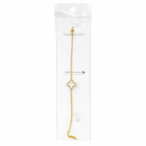 Brățară aurie Roxé cu simbol alb elegant, reglabilă 16.5+6 cm
