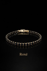 Brățară Roxé Aurie cu Pietricele Negre – Elegantă, 18 cm