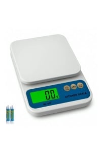 Cântar de Bucătărie Electronic Digital, Plastic și Metal, Argintiu și Albastru, Model KL-517