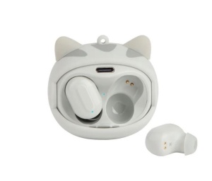 Căști wireless Bluetooth TWS cu carcasă forma pisică și breloc, încărcare USB-C - Img 2