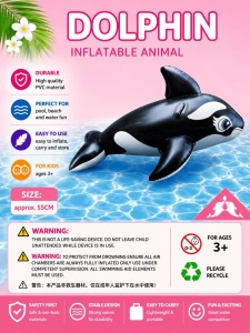 Colac gonflabil balena Orca pentru copii 150x88x55 cm, jucarie apa piscina si plaja - Img 2