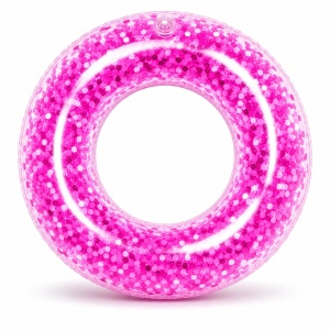 Colac Gonflabil cu Sclipici 80 cm – Roz Deschis, Inel de Înot pentru Copii și Adulți - Img 3