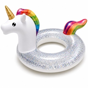 Colac Gonflabil Unicorn cu Sclipici – 120x90 cm, Model XL pentru Piscină și Mare