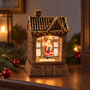 Decoratiune luminoasa de Crăciun cu Moș Crăciun și brad, din plastic , 10,5x5,5 cm - Img 3