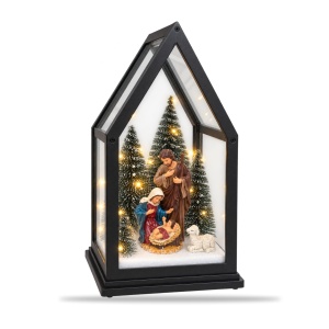 Decoratiune luminoasa de Crăciun cu muzica, model cu Nașterea Domnului, 28x14 cm - Img 2