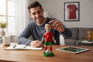 Figurina Ceramica Fotbalist , 17 cm, Model Colectie, Detalii Realiste - Img 2