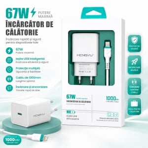 Încărcător Telefon Rapid 67W cu Cablu Lightning 1000 mm – Încărcare Rapidă și Sigură - Img 2