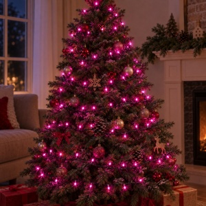 Instalatie LED tip Liniara, 100 LED Fucsia, 10 m, Fir Negru, Multiple Jocuri de Lumini - Img 6