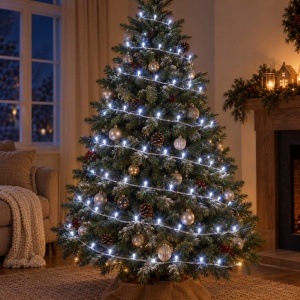 Instalație LED tip liniară, 240 LED-uri, 30 m, alb rece, fir alb - Img 3