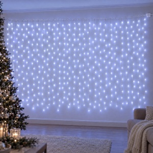 Instalație LED tip ploaie, 240 LED, 6 m, alb rece, interconectabilă, fir alb - Img 6