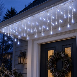 Instalatie LED Tip Turturi, 4 M, 120 LED-uri, Interconectabila, Fir Alb, LED-uri Alb Rece - Img 2