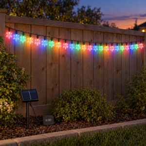 Instalatie solara de Craciun, LED in forma de fulgi de nea, 4 m, 20 LED multicolore - Img 6