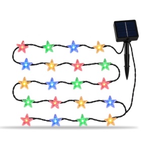 Instalație solară de Crăciun, tip liniar, 20 LED-uri multicolore in forma de stea , 4 m, fir negru - Img 5