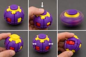 Jucărie Antistres Press Spin Top – Minge Fidget Rotativă pentru Relaxare, Focus și Dexteritate - Img 10