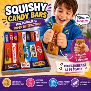 Jucărie Antistres Squishy Baton de Ciocolată, 13 cm, Moale și Elastică, Model Aleatoriu - Img 2