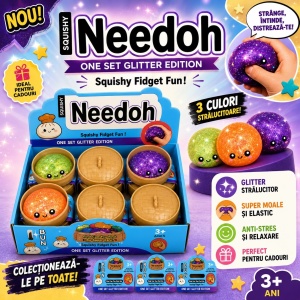 Jucărie Antistres Squishy cu Sclipici 8.5 cm , tip Needoh– Minge Elastică Glitter, Model Aleatoriu - Img 3