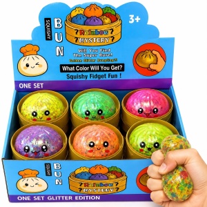 Jucărie Antistres Squishy Dumpling cu Bile Gel Multicolore mici, 8.5 cm, Elastică, Model/Culoare Aleatorie - Img 2