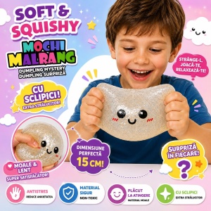 Jucărie Antistres Squishy Dumpling Gigant cu Gel și Sclipici, 15 cm, Super Elastică, Model Surpriză