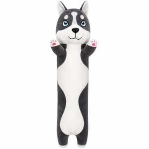 Jucărie de pluș cățel Husky 110 cm – pernă lungă, pluș moale