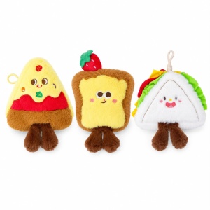 Jucărie de Pluș Gustări, 15cm, Model Aleatoriu – Nacho, Pâine Prăjită sau Sandviș, Moale cu Agățătoare, 3+ Ani