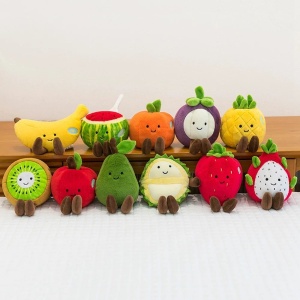 Jucarie plus ananas pufos cu fata zambitoare, model simpatic, 16 cm - Img 2