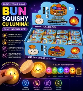 Jucărie Squishy Dumpling cu Lumini LED 5,5 cm – Antistres Moale - Img 3