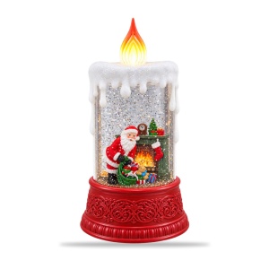 Lampa decorativa in forma de lumânare cu Mos Craciun, alimentare USB sau baterii, 28x15x11cm