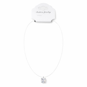 Lantisor invizibil Roxe reglabil 36cm cu pandantiv cristal patrat elegant