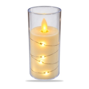 Lumânare LED decorativă, și sticla transparenta, efect realist flacără, 15,5 cm - Img 2