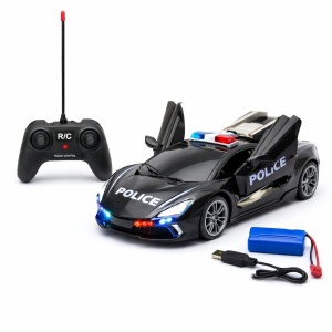 Masina politie RC alba cu deschidere usi, lumini si sunet, acumulator inclus 2.4GHz - Img 3