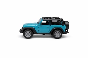 Mașinuță die-cast Jeep Wrangler albastru, model realist din aliaj, pentru colecționari și copii