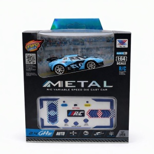 Masinuta RC metalica 1:64 albastra cu control telefon si telecomanda 2.4GHz