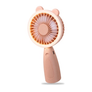 Mini ventilator de mână cu lumină LED, 3 trepte de viteză, reîncărcabil USB, bej - Img 2