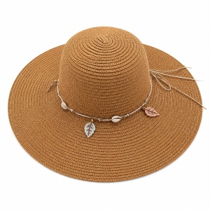 Pălărie de Soare Damă Maro cu Bor Lat și Accesorii Boho